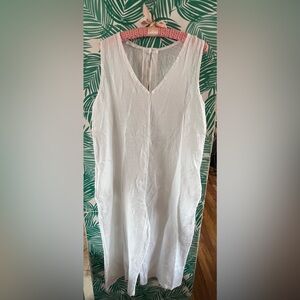 Made in Italy white linen cropped romper 100% linen w/ pockets